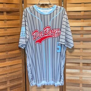 Gray Striped Men's Shirt Short Sleeve Sports Jersey XXL